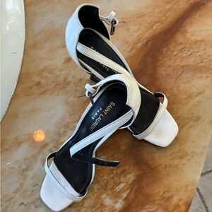 Saint Laurent Black and White Heeled Sandals